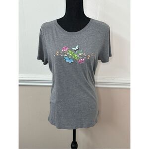Aeropostale Classic Crew Floral Graphic Grey Short Sleeve Size X-Large